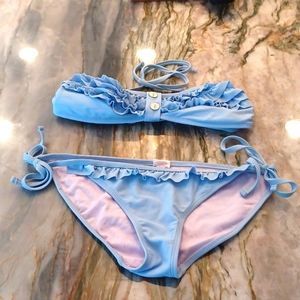 XHILARATION Powder Blue Bikini, Large top, medium bottoms